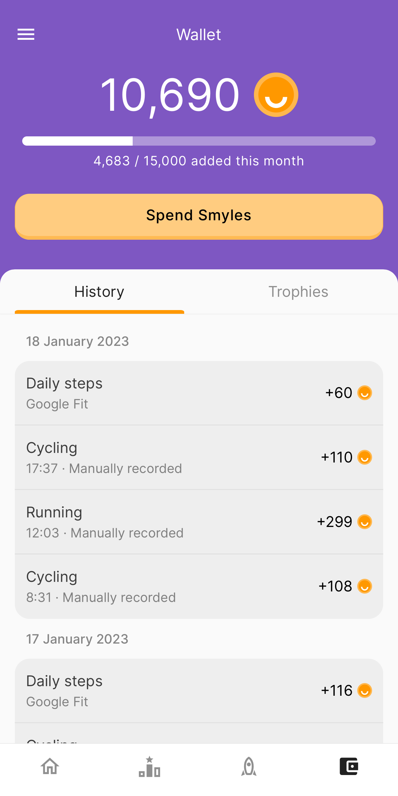 Screenshot of the Myles Wellbeing app showing a sectioned list with rounded corners